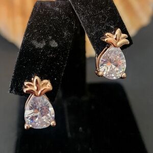 Gold Filled CZ Pineapple Huggie Hoop Earrings